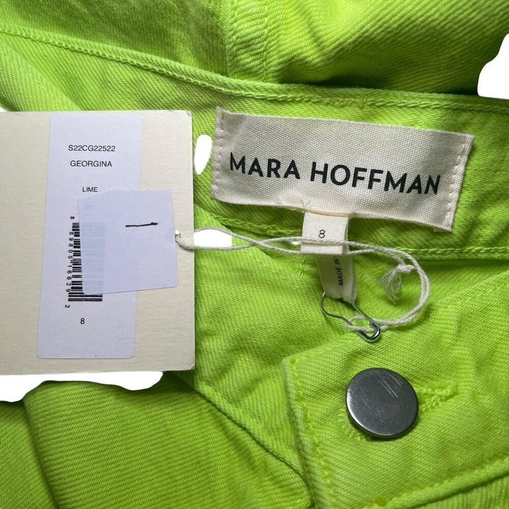 Mara Hoffman Georgina Denim Pants Lime Green Organic Cotton Size 8 NWT - Picture 6 of 6